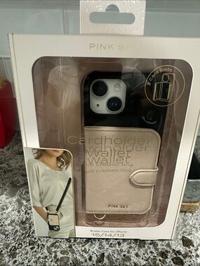 Blush Pink Cardholder Wallet Phone Case with Crossbody Strap